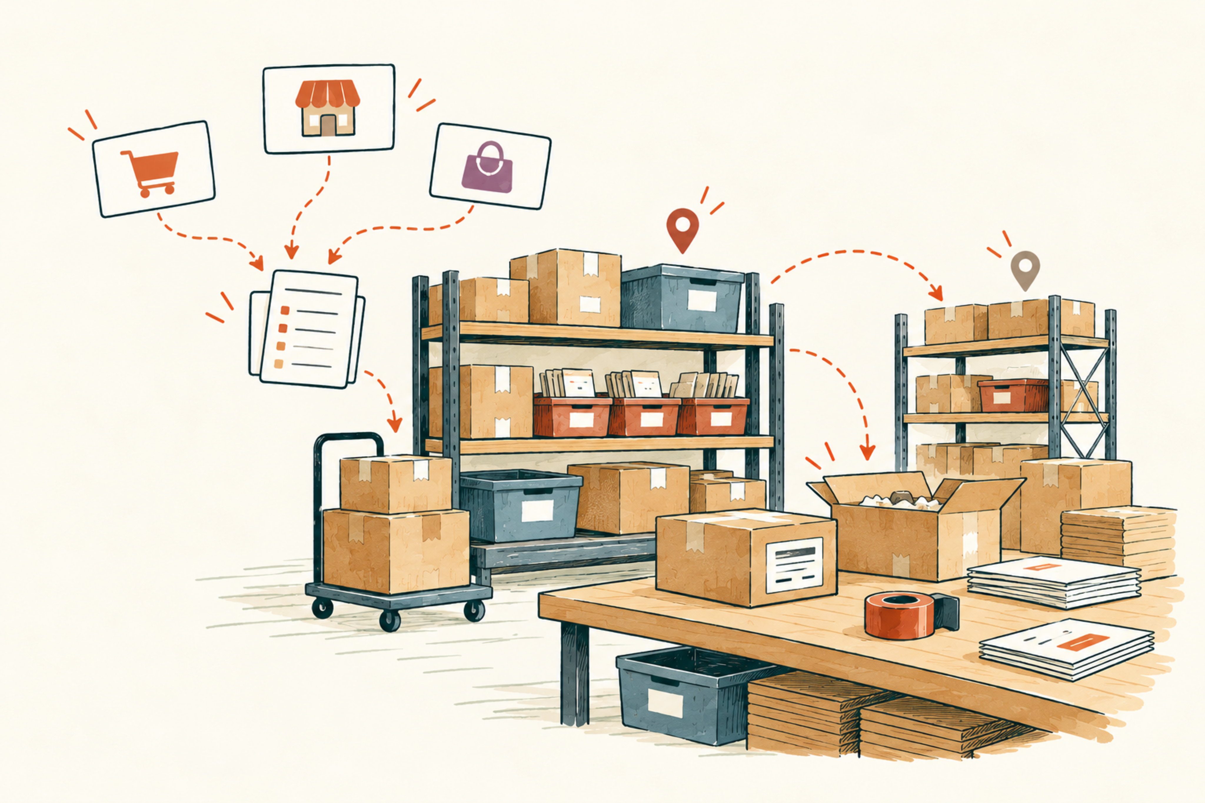 Editorial illustration supporting Zoho Inventory alternatives research.